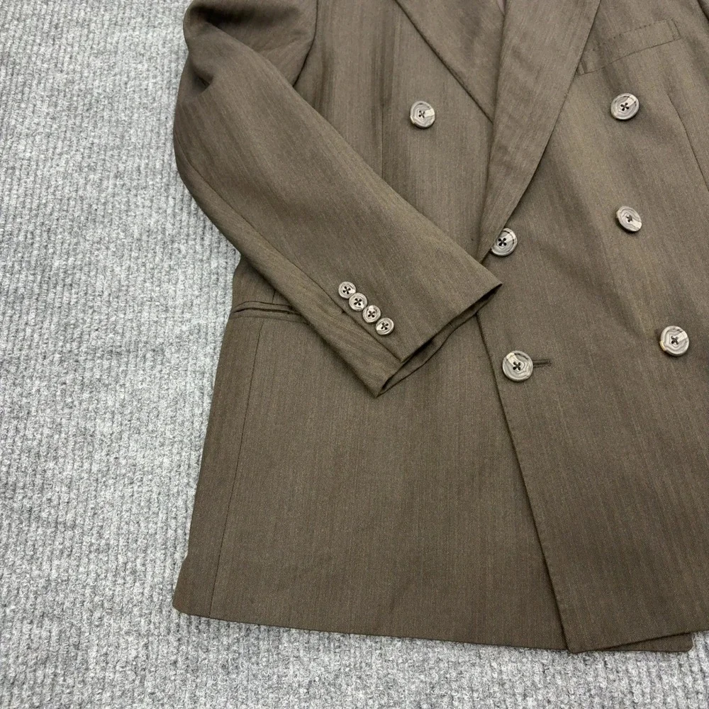 Vintage Polo Ralph Lauren Blazer Mens 41 Brown Virgin Wool Double Breasted